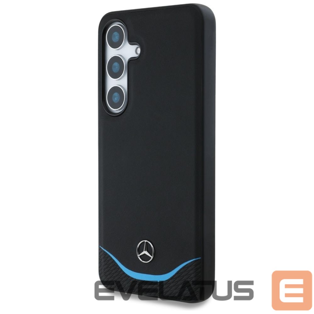 Kitos prekės Mercedes-Benz Mercedes Leather Contrasted Blue Horizontal Curve MagSafe Case for Samsung Galaxy S25 - Black