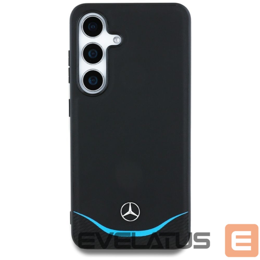 Kitos prekės Mercedes-Benz Mercedes Leather Contrasted Blue Horizontal Curve MagSafe Case for Samsung Galaxy S25 - Black