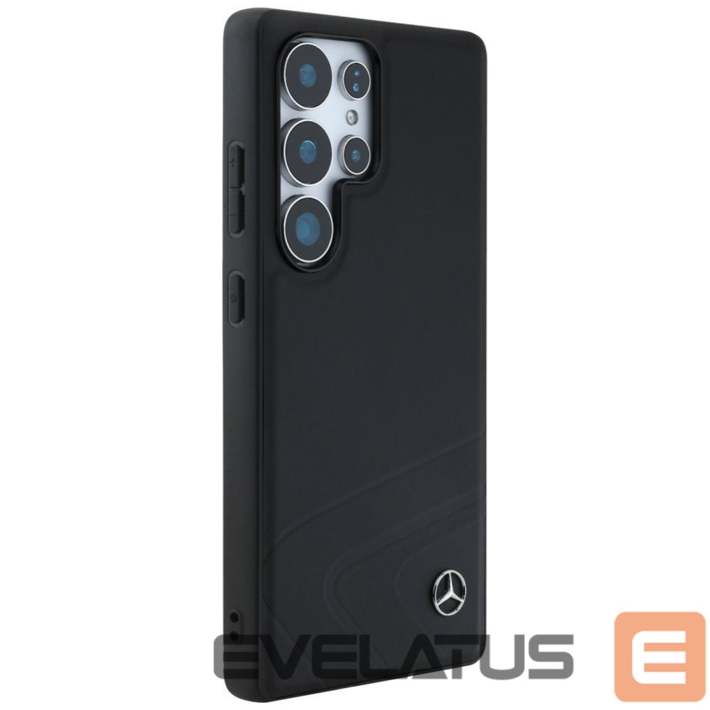 Kitos prekės Mercedes-Benz Mercedes Leather Horizontal Debossed Curves MagSafe Case for Samsung Galaxy S25 Ultra - Black