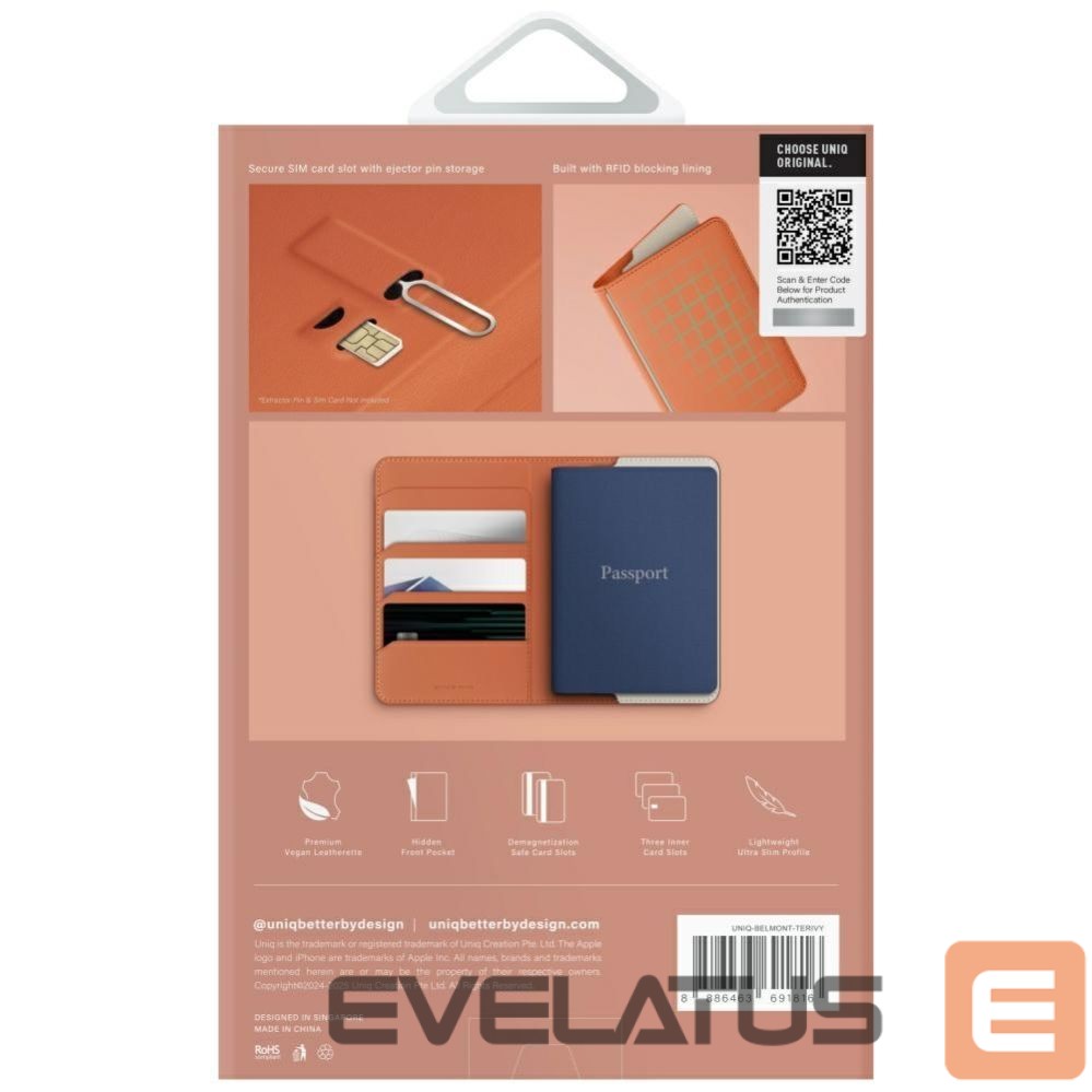 Kitos prekės UNIQ Uniq Belmont RFID Blocking Passport Case - Ivory