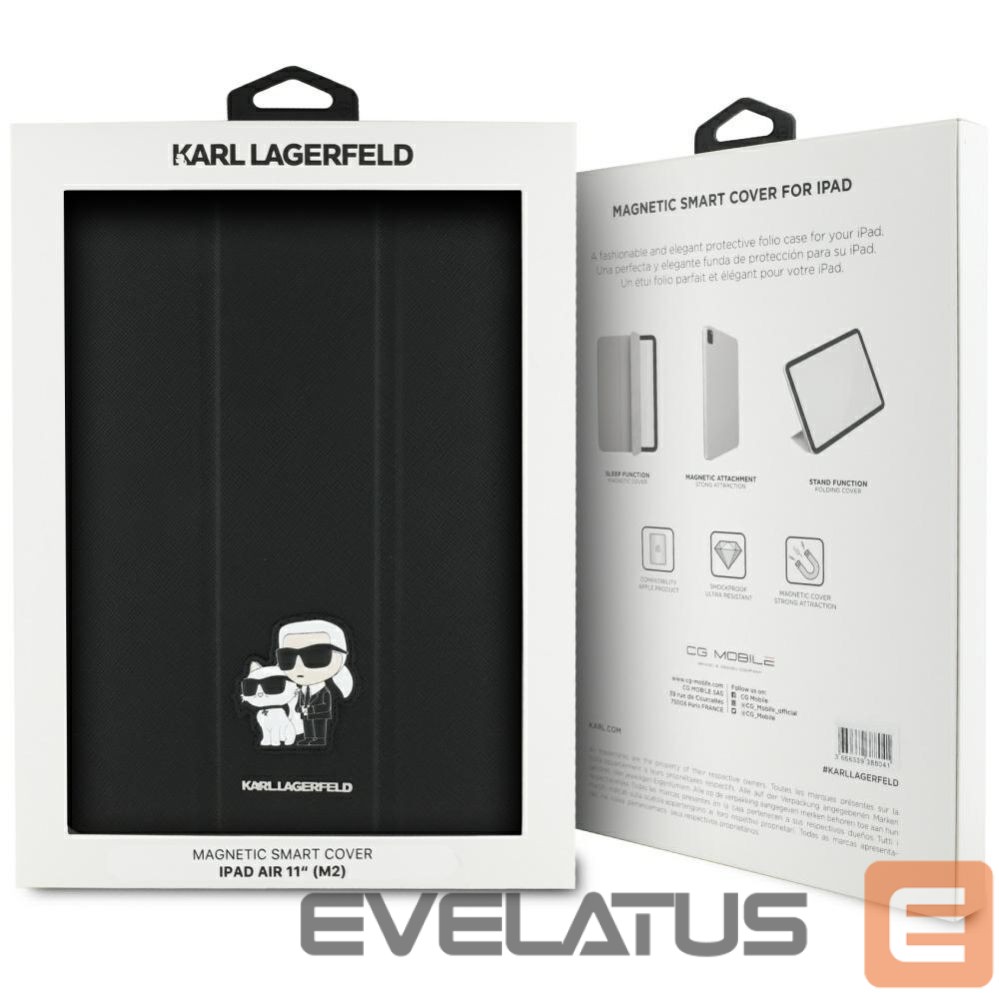 Kitos prekės Karl Lagerfeld Karl Lagerfeld Saffiano Magnetic Karl & Choupette iPad Air 11" 2024 Book Cover Case - Black
