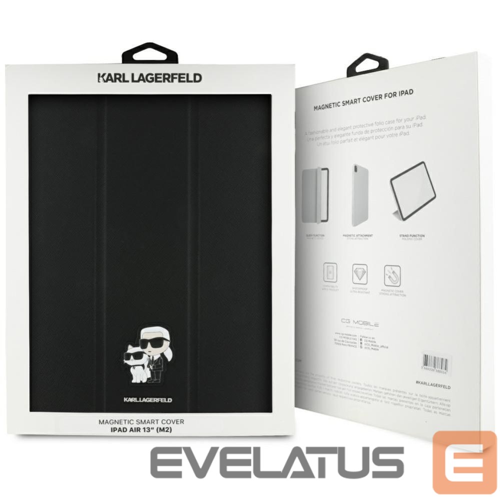 Kitos prekės Karl Lagerfeld Karl Lagerfeld Saffiano Magnetic Karl & Choupette iPad Air 13" 2024 Book Cover Case - Black
