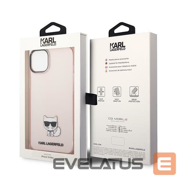 Kitos prekės Karl Lagerfeld Karl Lagerfeld Transparent Choupette Body Case for iPhone 14 Plus / 15 Plus 6.7" - Pink