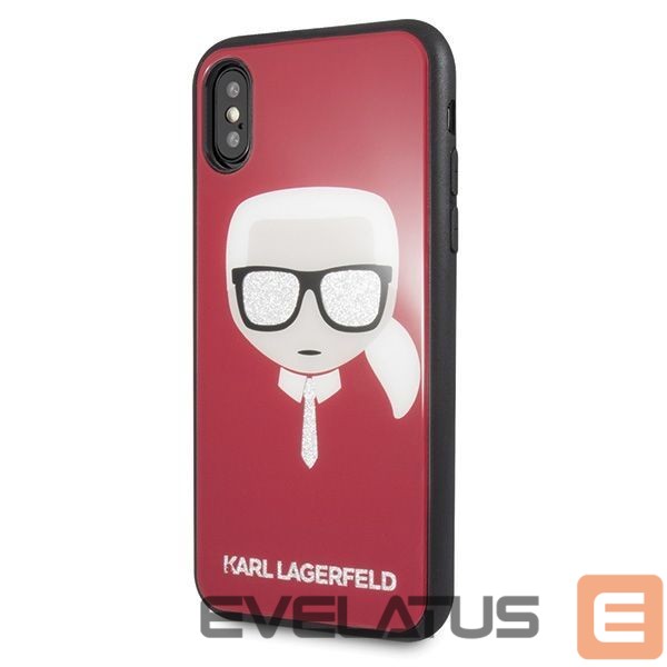 Kitos prekės Karl Lagerfeld Karl Lagerfeld Iconic Glitter Karl`s Head iPhone X / Xs Case - Red