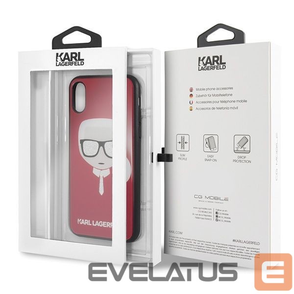 Kitos prekės Karl Lagerfeld Karl Lagerfeld Iconic Glitter Karl`s Head iPhone X / Xs Case - Red