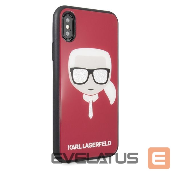 Kitos prekės Karl Lagerfeld Karl Lagerfeld Iconic Glitter Karl`s Head iPhone X / Xs Case - Red