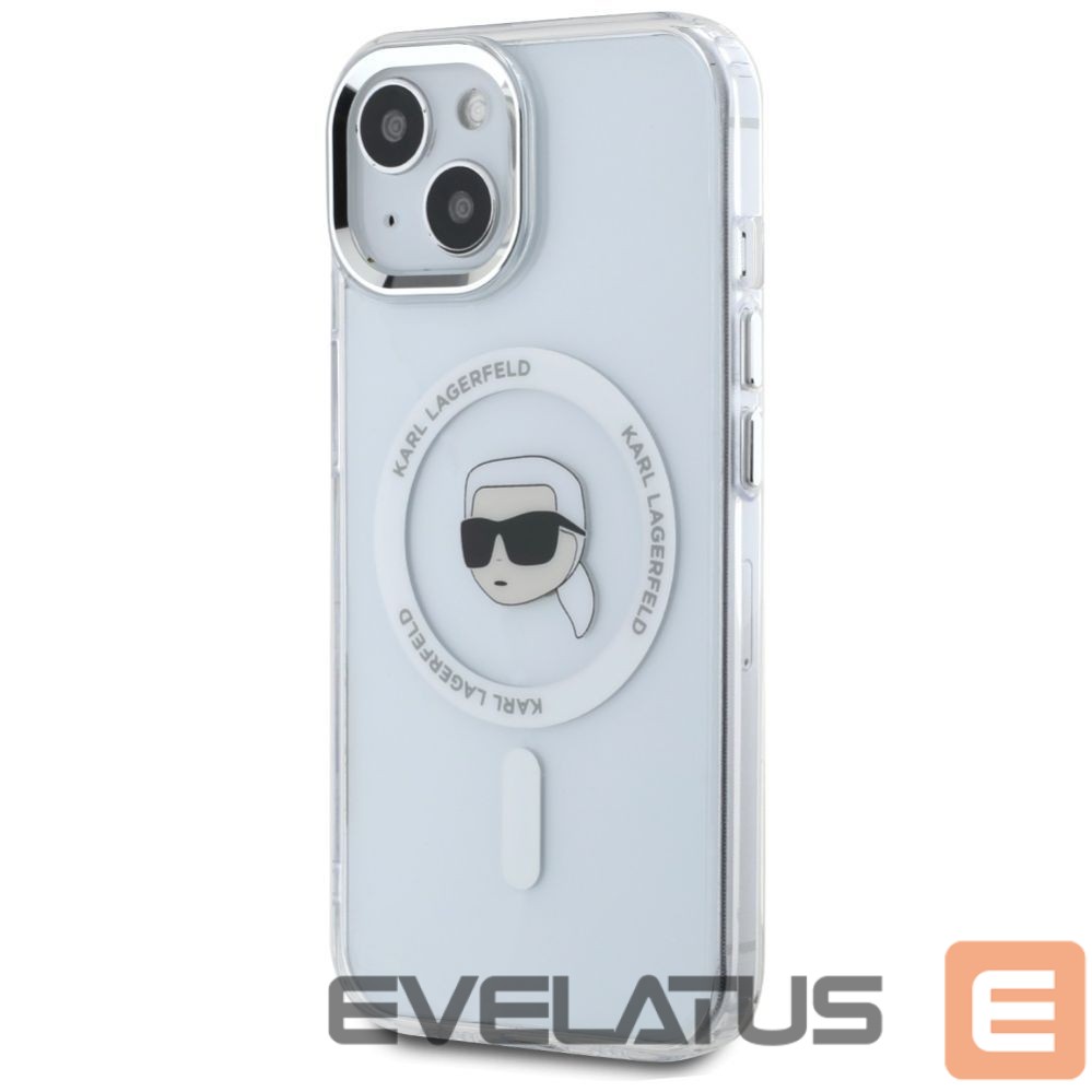 Kitos prekės Karl Lagerfeld Karl Lagerfeld IML Metal Karl Head MagSafe Case for iPhone 15 White