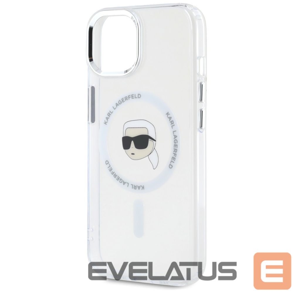 Kitos prekės Karl Lagerfeld Karl Lagerfeld IML Metal Karl Head MagSafe Case for iPhone 15 White