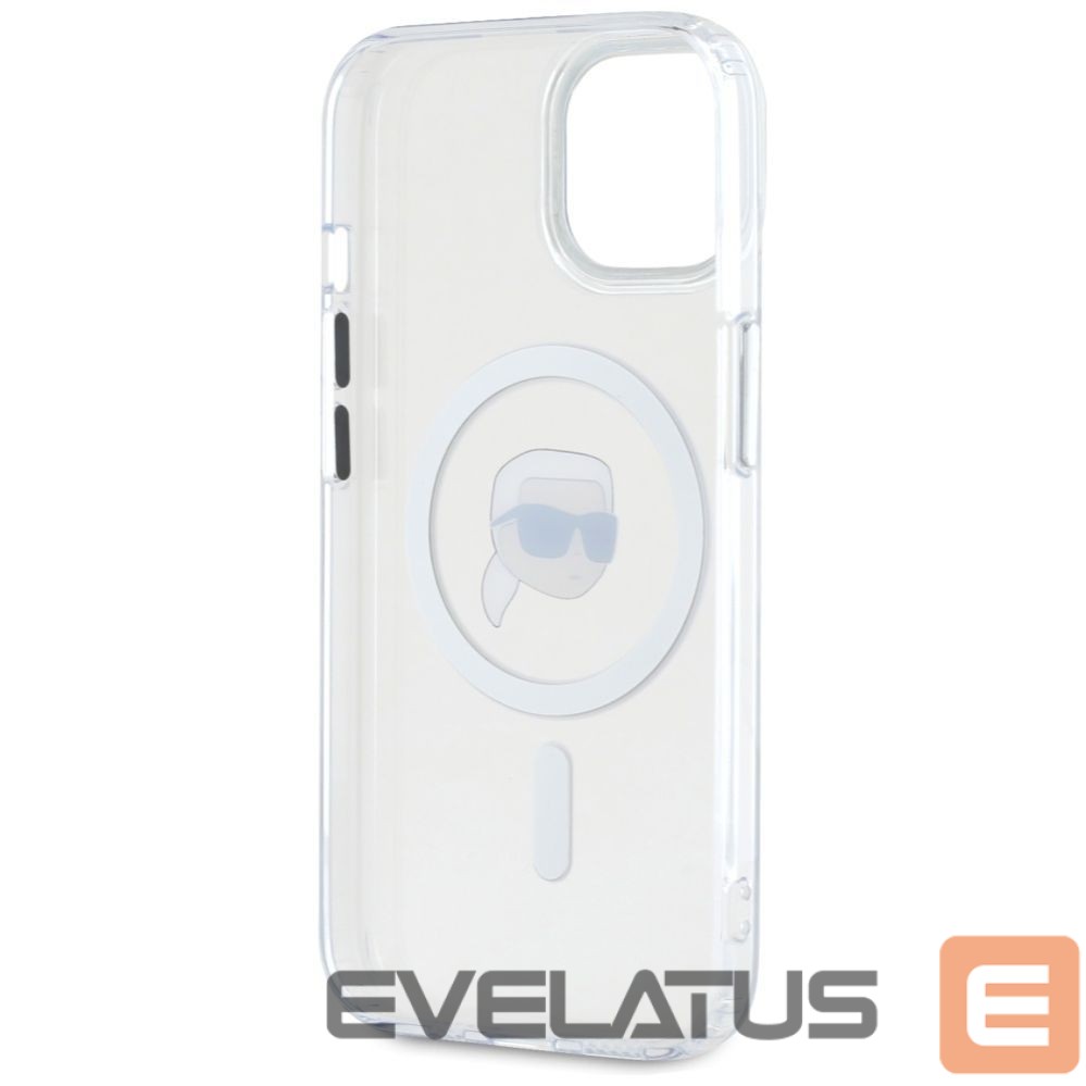 Kitos prekės Karl Lagerfeld Karl Lagerfeld IML Metal Karl Head MagSafe Case for iPhone 15 Plus White