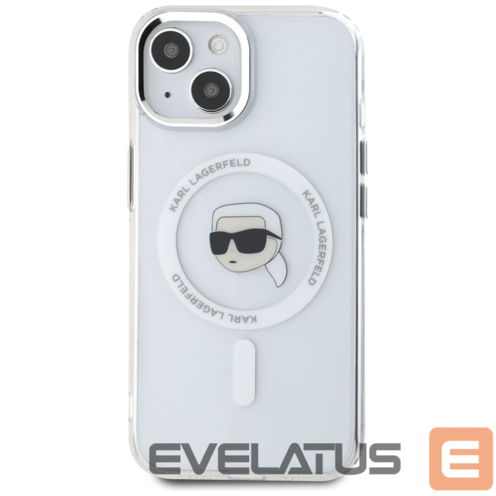 Kitos prekės Karl Lagerfeld Karl Lagerfeld IML Metal Karl Head MagSafe Case for iPhone 15 Plus White