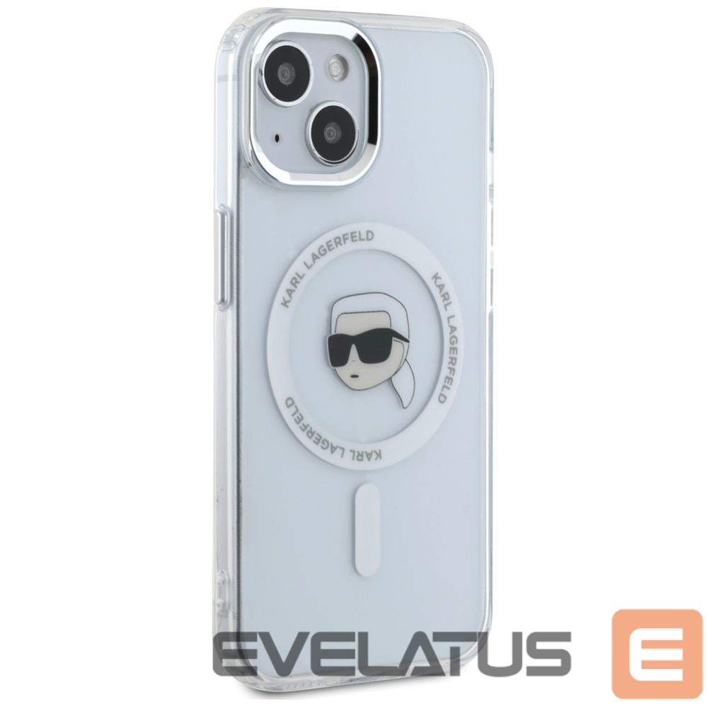 Kitos prekės Karl Lagerfeld Karl Lagerfeld IML Metal Karl Head MagSafe Case for iPhone 15 Plus White