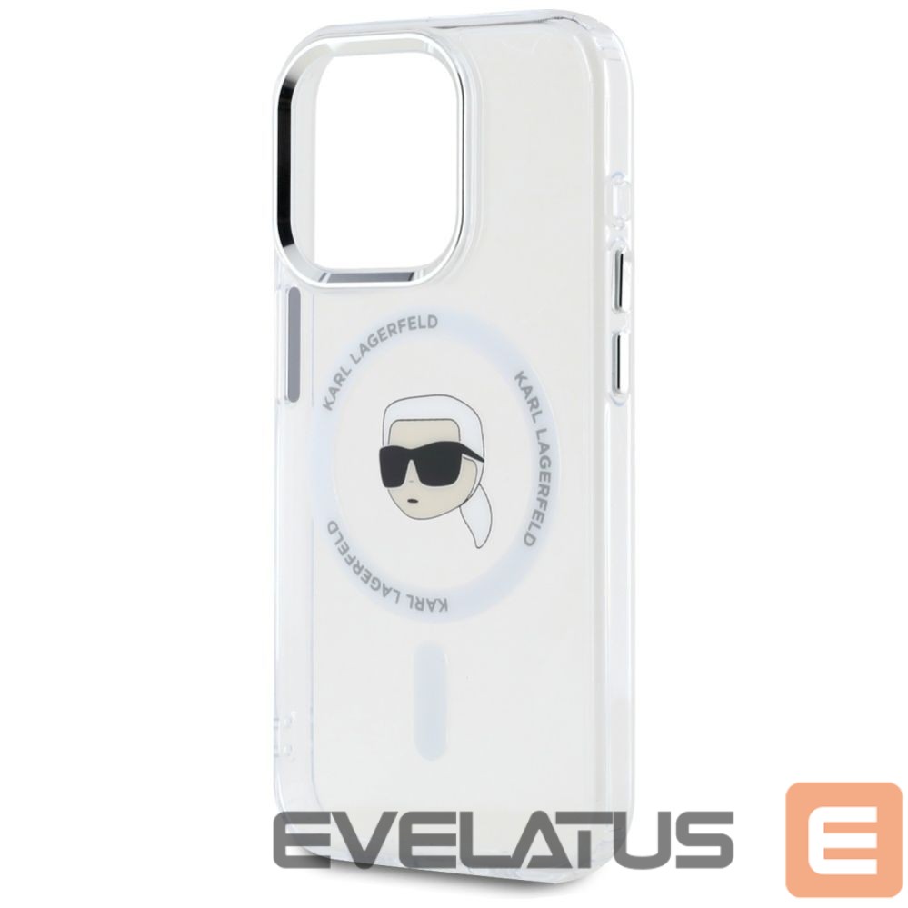 Kitos prekės Karl Lagerfeld Karl Lagerfeld IML Metal Karl Head MagSafe Case for iPhone 15 Pro White