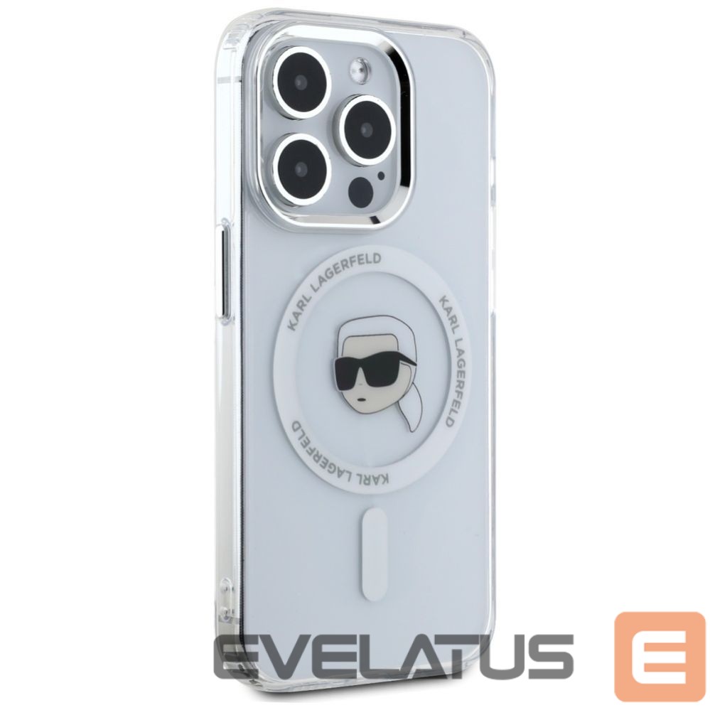 Kitos prekės Karl Lagerfeld Karl Lagerfeld IML Metal Karl Head MagSafe Case for iPhone 15 Pro White