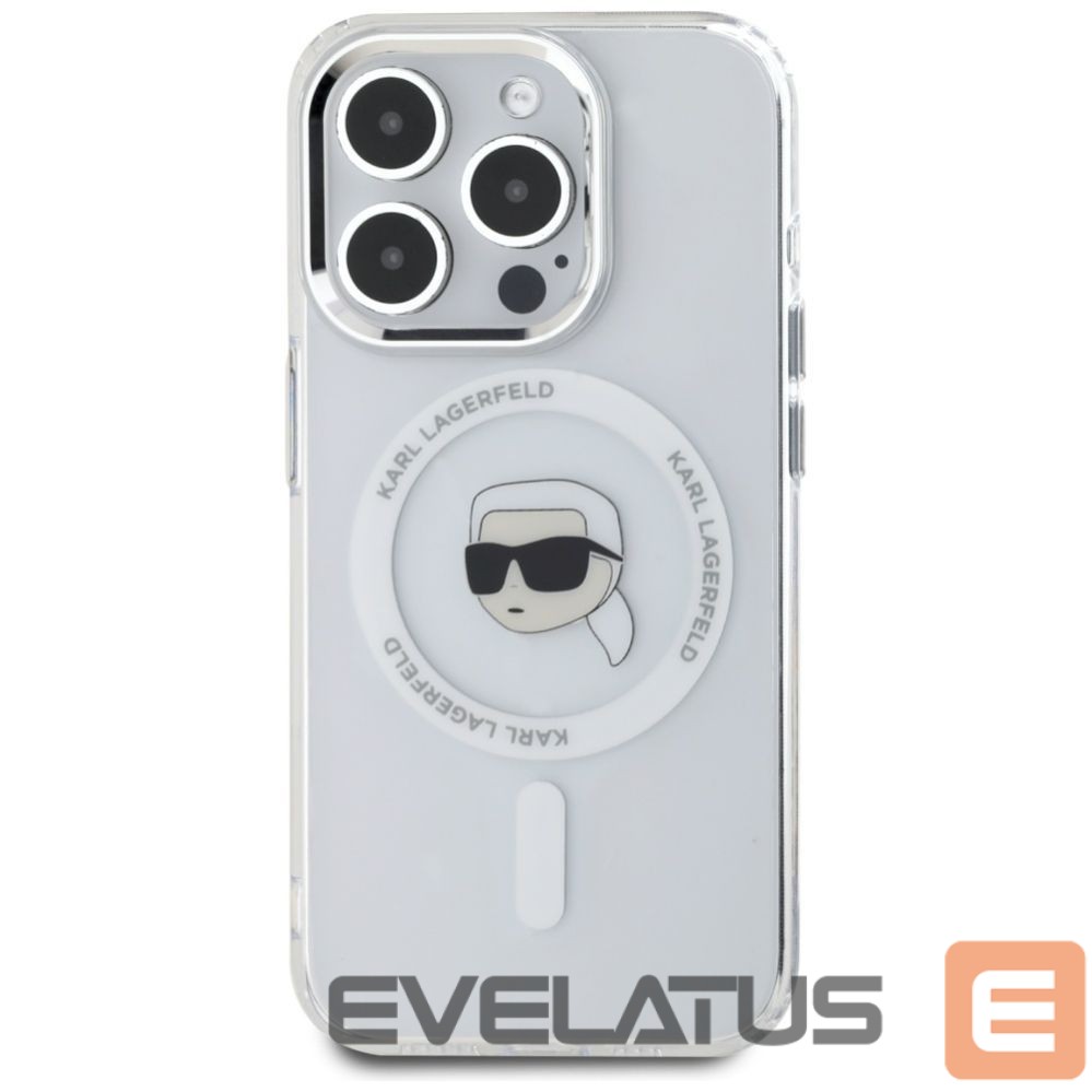Kitos prekės Karl Lagerfeld Karl Lagerfeld IML Metal Karl Head MagSafe Case for iPhone 15 Pro White