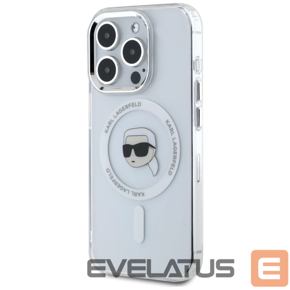 Kitos prekės Karl Lagerfeld Karl Lagerfeld IML Metal Karl Head MagSafe Case for iPhone 15 Pro Max White