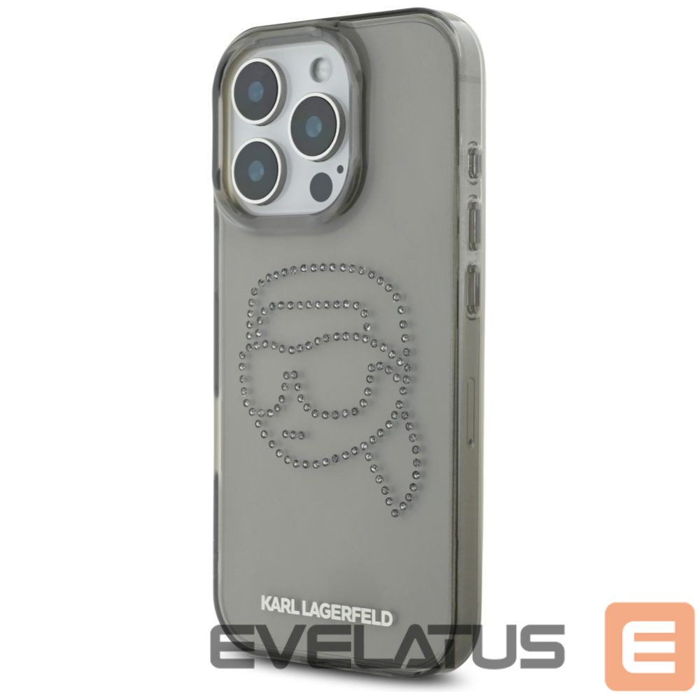 Kitos prekės Karl Lagerfeld Karl Lagerfeld IML Rhinestones Karl Head Case for iPhone 16 Pro Black