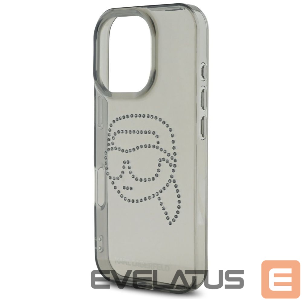 Kitos prekės Karl Lagerfeld Karl Lagerfeld IML Rhinestones Karl Head Case for iPhone 16 Pro Black