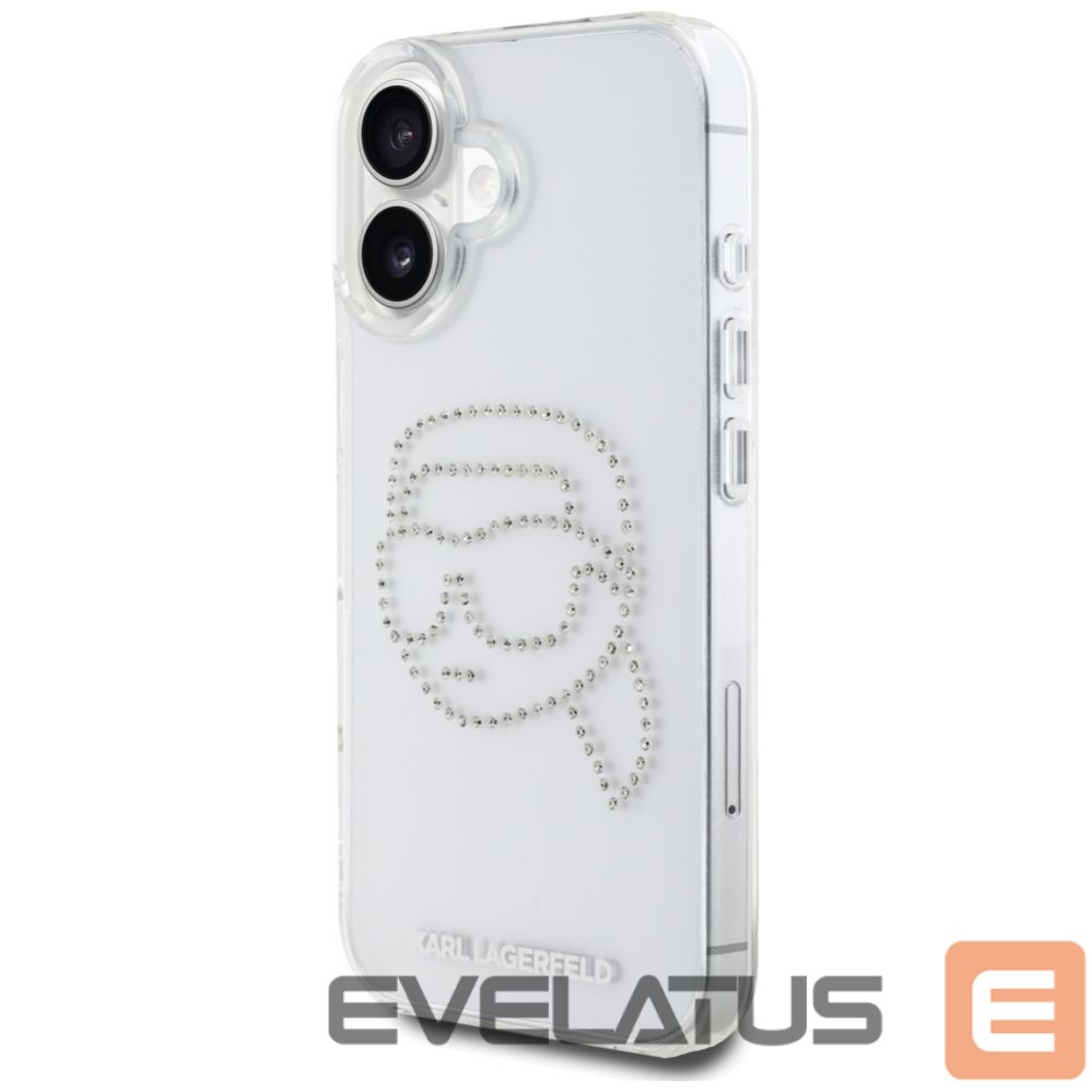 Kitos prekės Karl Lagerfeld Karl Lagerfeld IML Rhinestones Karl Head Case for iPhone 16 Clear