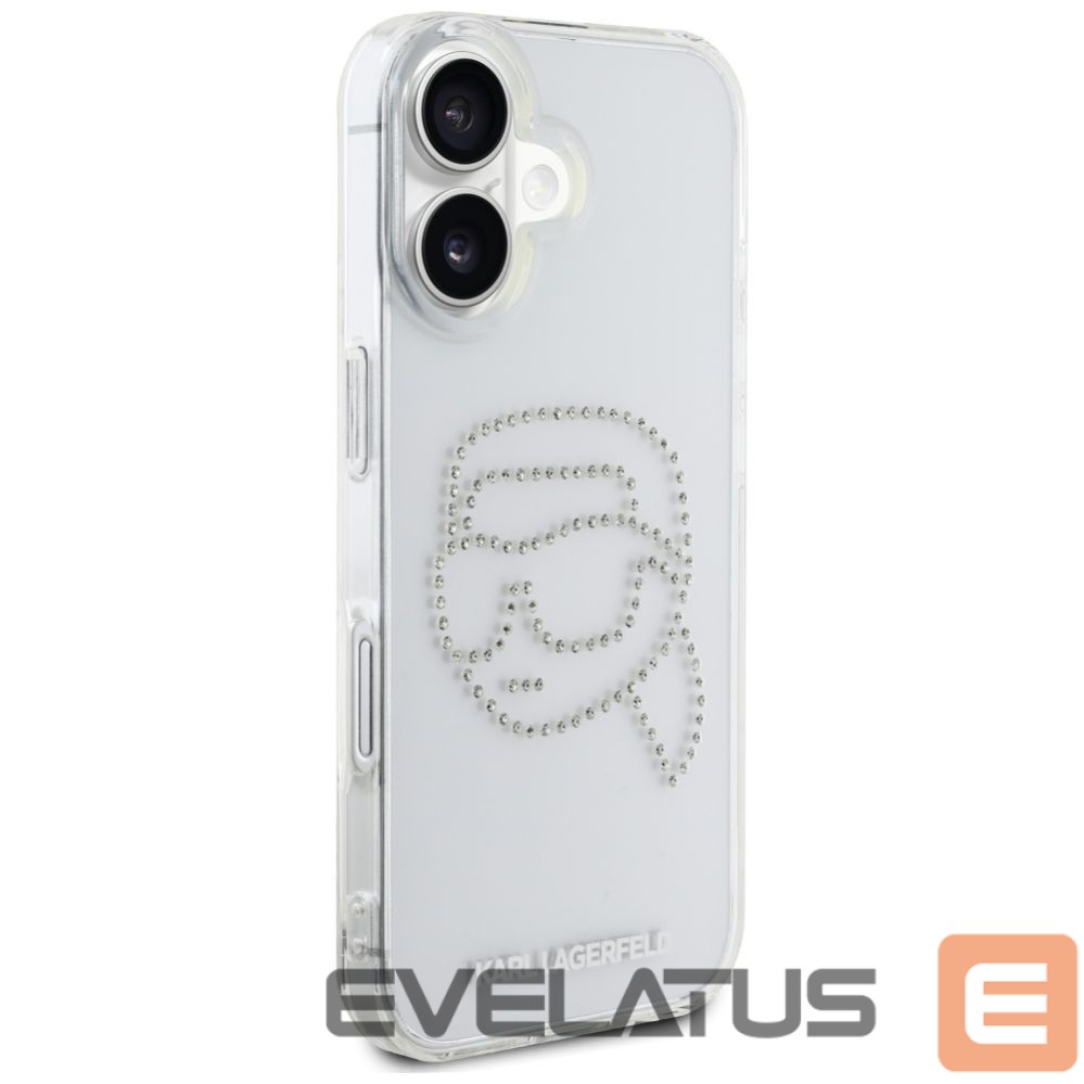 Kitos prekės Karl Lagerfeld Karl Lagerfeld IML Rhinestones Karl Head Case for iPhone 16 Clear