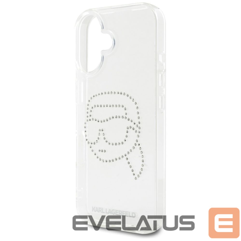 Kitos prekės Karl Lagerfeld Karl Lagerfeld IML Rhinestones Karl Head Case for iPhone 16 Clear