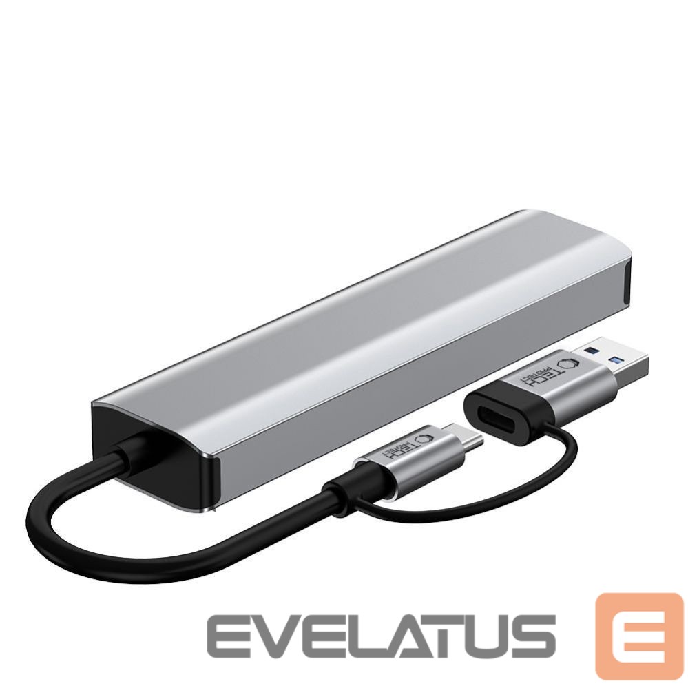 Kitos prekės Tech-Protect Tech-Protect HB03 HUB Adapter 5in1 USB-C + USB2.0 + USB3.0 + RJ45 - gray