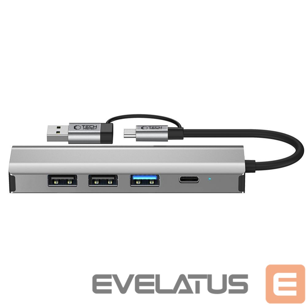 Kitos prekės Tech-Protect Tech-Protect HB03 HUB Adapter 5in1 USB-C + USB2.0 + USB3.0 + RJ45 - gray