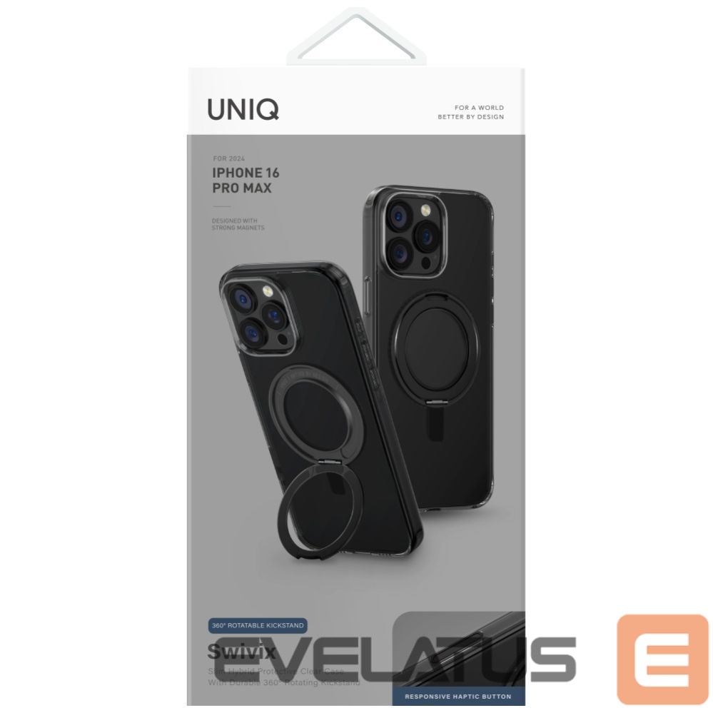 Kitos prekės UNIQ Uniq Swivix 360 Rotating Kickstand Case for iPhone 16 Pro Max - Black