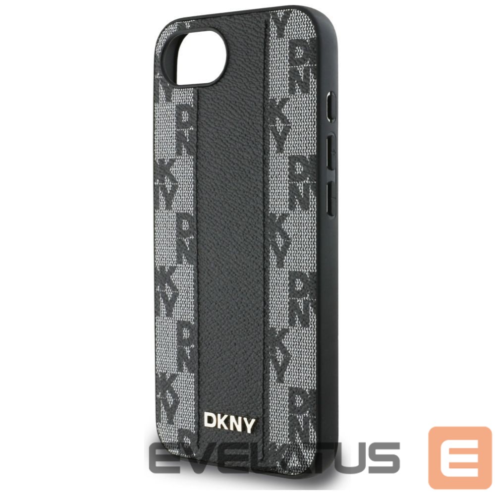Kitos prekės DKNY DKNY Leather Checkered Mono Pattern MagSafe iPhone 16e Case - Black