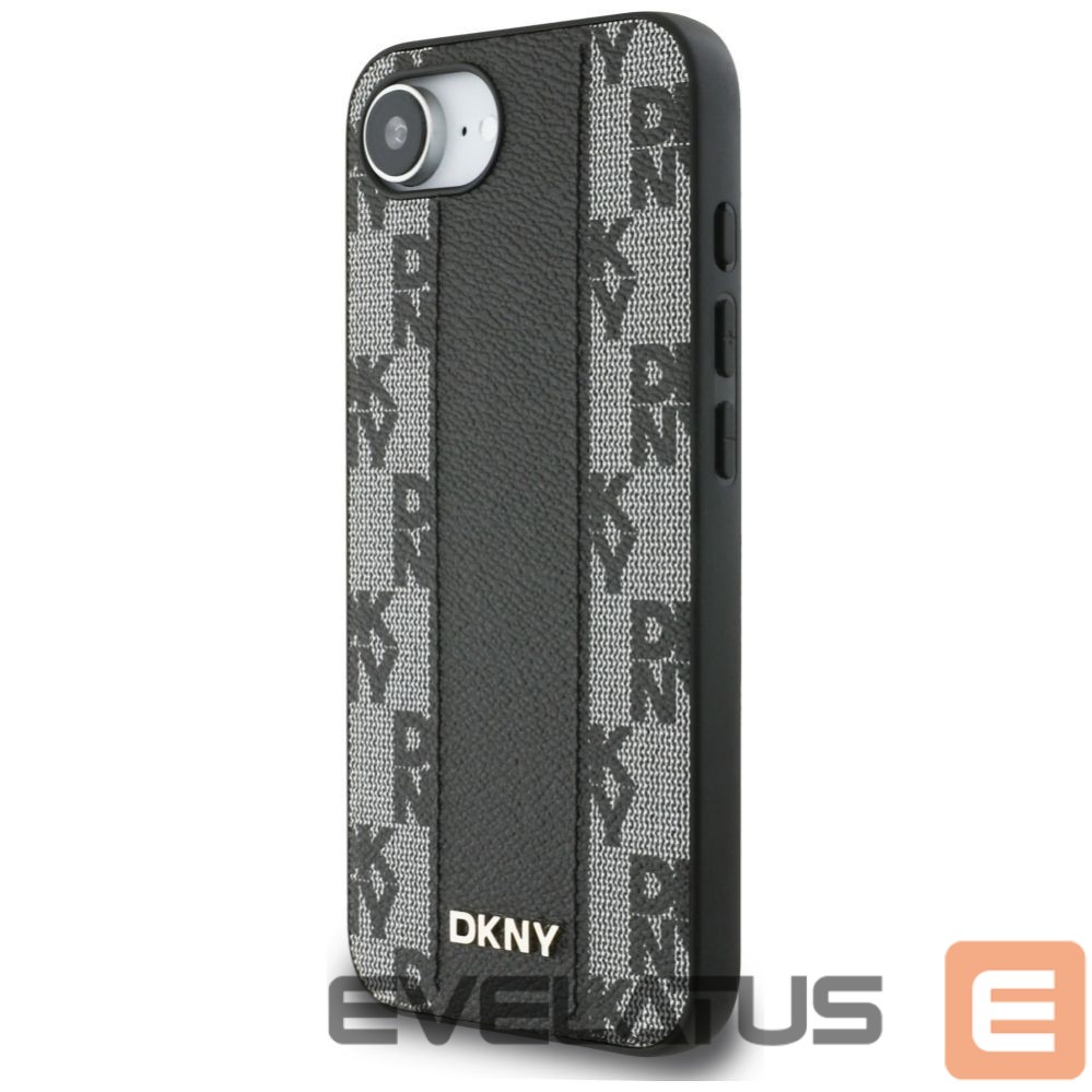 Kitos prekės DKNY DKNY Leather Checkered Mono Pattern MagSafe iPhone 16e Case - Black