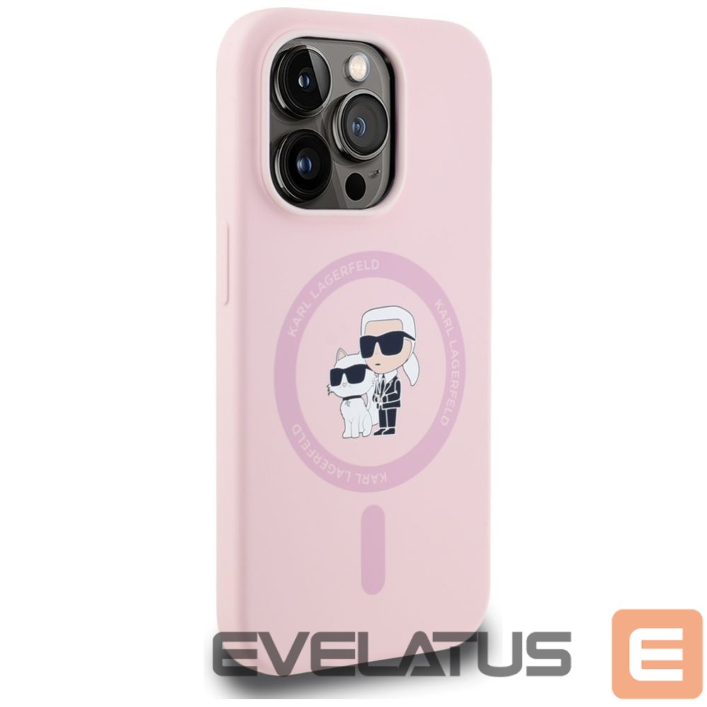 Kitos prekės Karl Lagerfeld Karl Lagerfeld Silicone Karl&Choupette MagSafe Case for iPhone 14 Pro Max - Pink