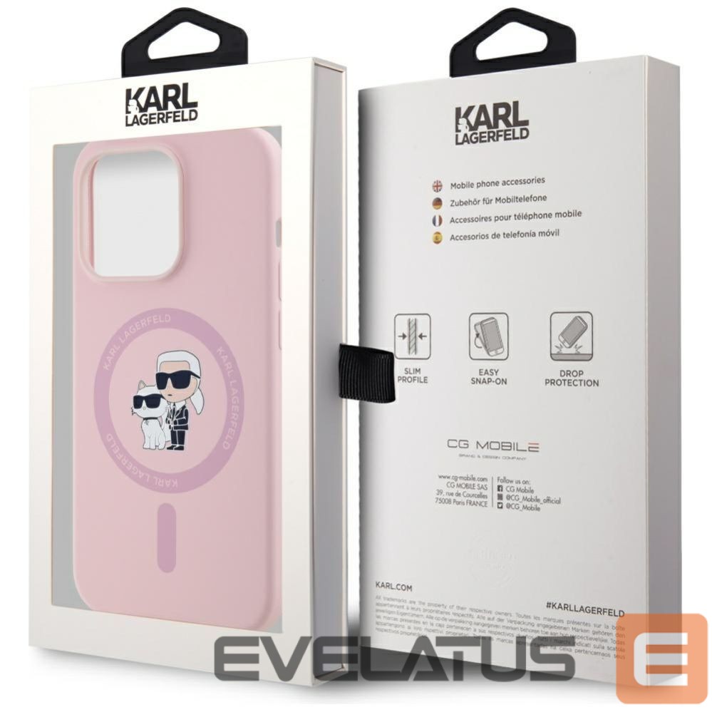 Kitos prekės Karl Lagerfeld Karl Lagerfeld Silicone Karl&Choupette MagSafe Case for iPhone 14 Pro Max - Pink