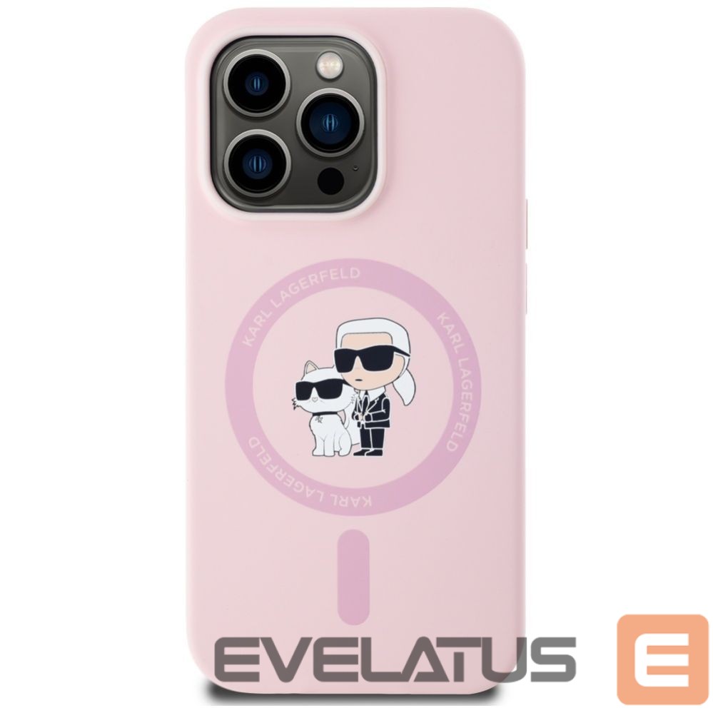 Kitos prekės Karl Lagerfeld Karl Lagerfeld Silicone Karl&Choupette MagSafe Case for iPhone 14 Pro Max - Pink
