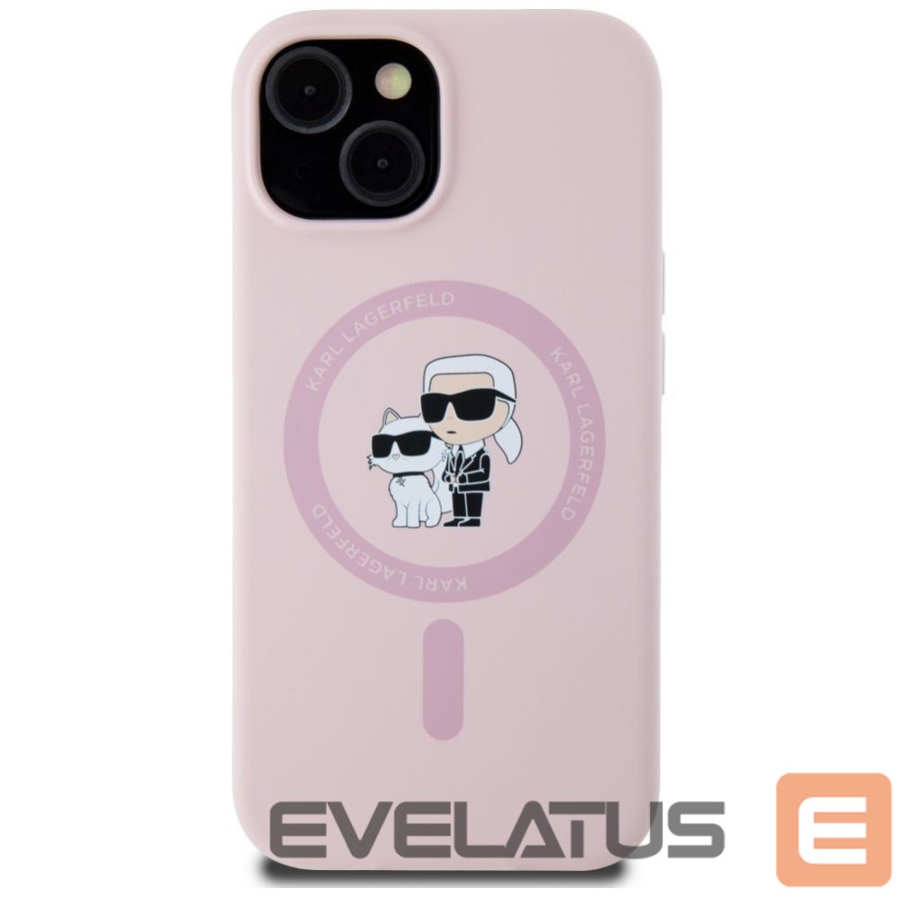 Kitos prekės Karl Lagerfeld Karl Lagerfeld Silicone Karl&Choupette MagSafe iPhone 15 Plus Case - Pink