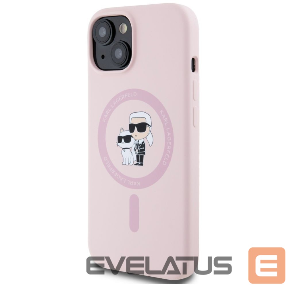 Kitos prekės Karl Lagerfeld Karl Lagerfeld Silicone Karl&Choupette MagSafe iPhone 15 Plus Case - Pink