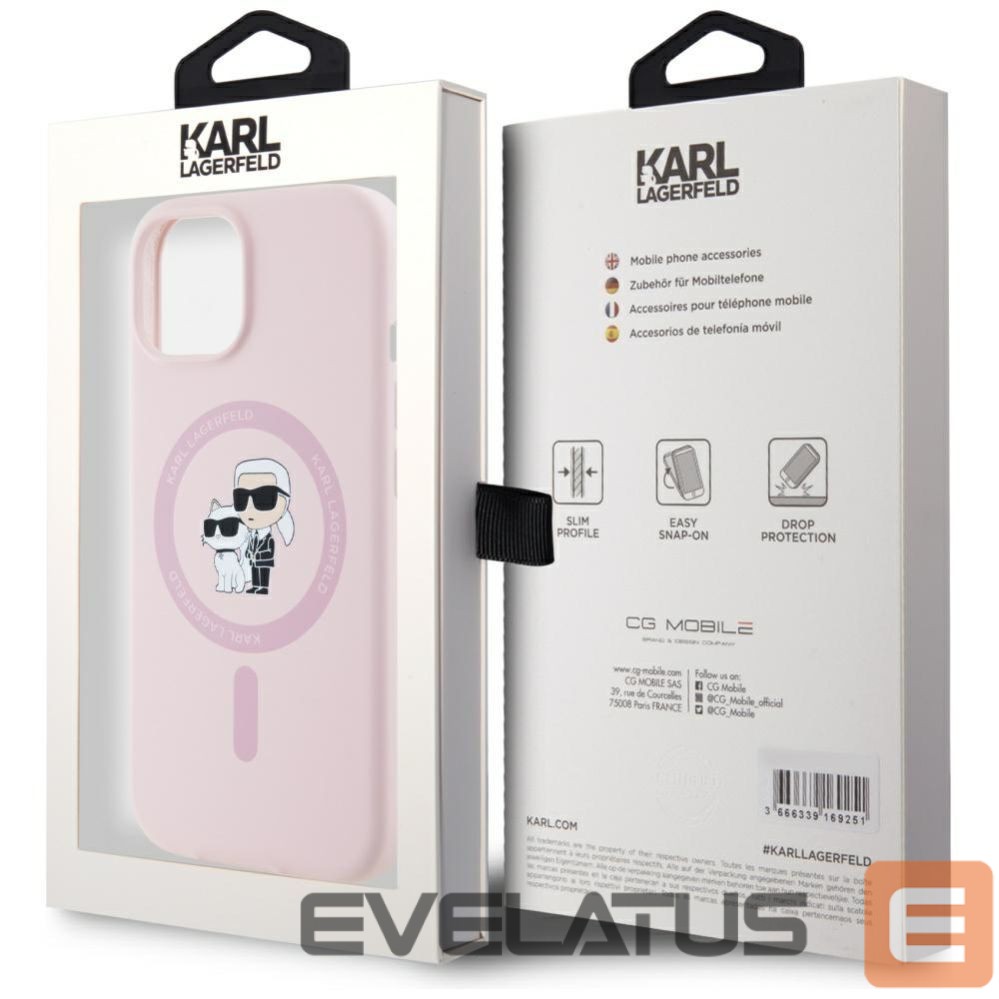 Kitos prekės Karl Lagerfeld Karl Lagerfeld Silicone Karl&Choupette MagSafe iPhone 15 Plus Case - Pink