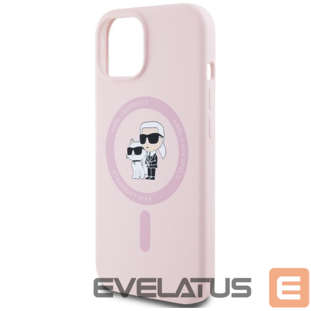 Kitos prekės Karl Lagerfeld Karl Lagerfeld Silicone Karl&Choupette MagSafe iPhone 15 Plus Case - Pink