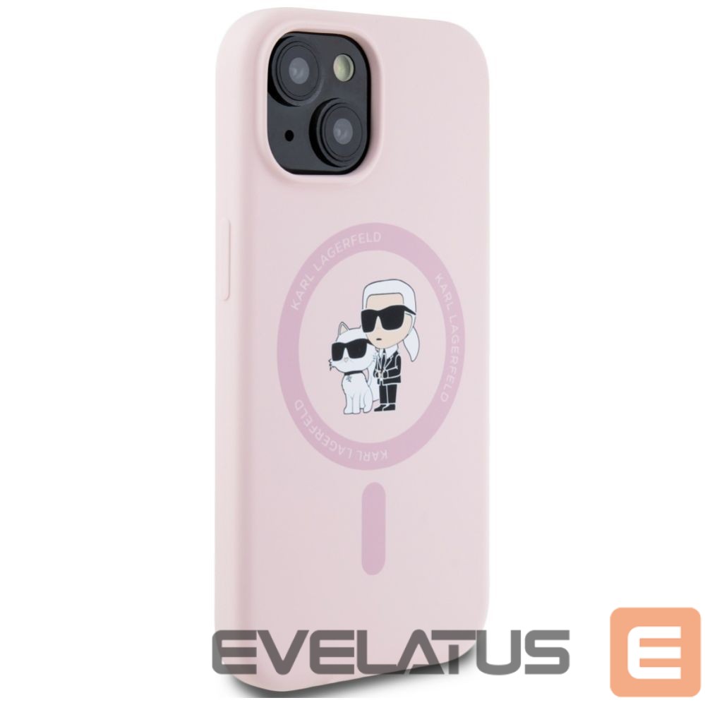 Kitos prekės Karl Lagerfeld Karl Lagerfeld Silicone Karl&Choupette MagSafe iPhone 15 Case - Pink