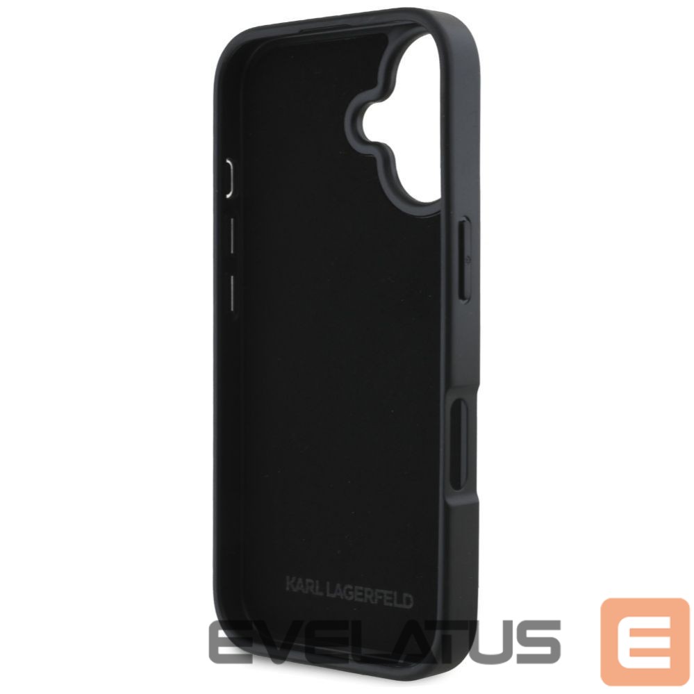 Kitos prekės Karl Lagerfeld Karl Lagerfeld HC Grained PU Cardslot Metal Elong iPhone 16 Case - Black