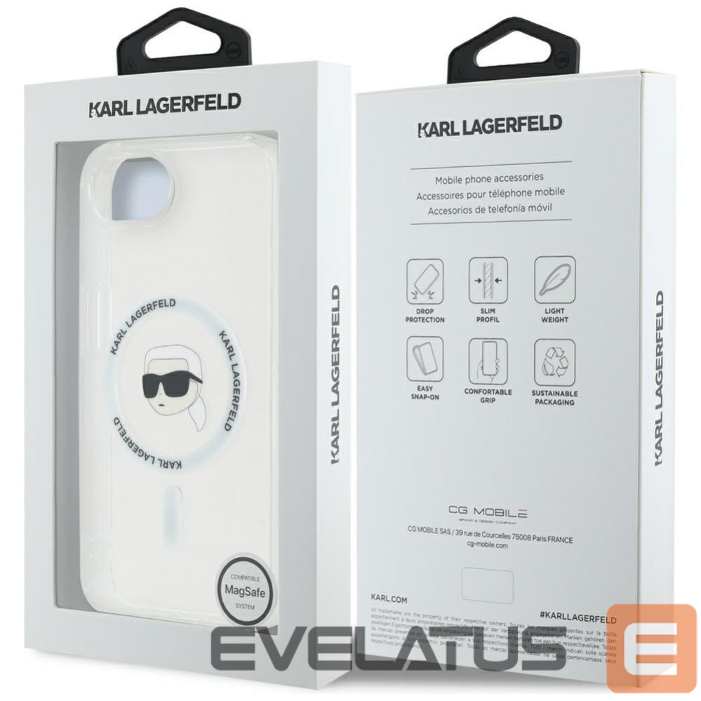 Kitos prekės Karl Lagerfeld Karl Lagerfeld IML Metal Karl Head MagSafe Case for iPhone 16e White