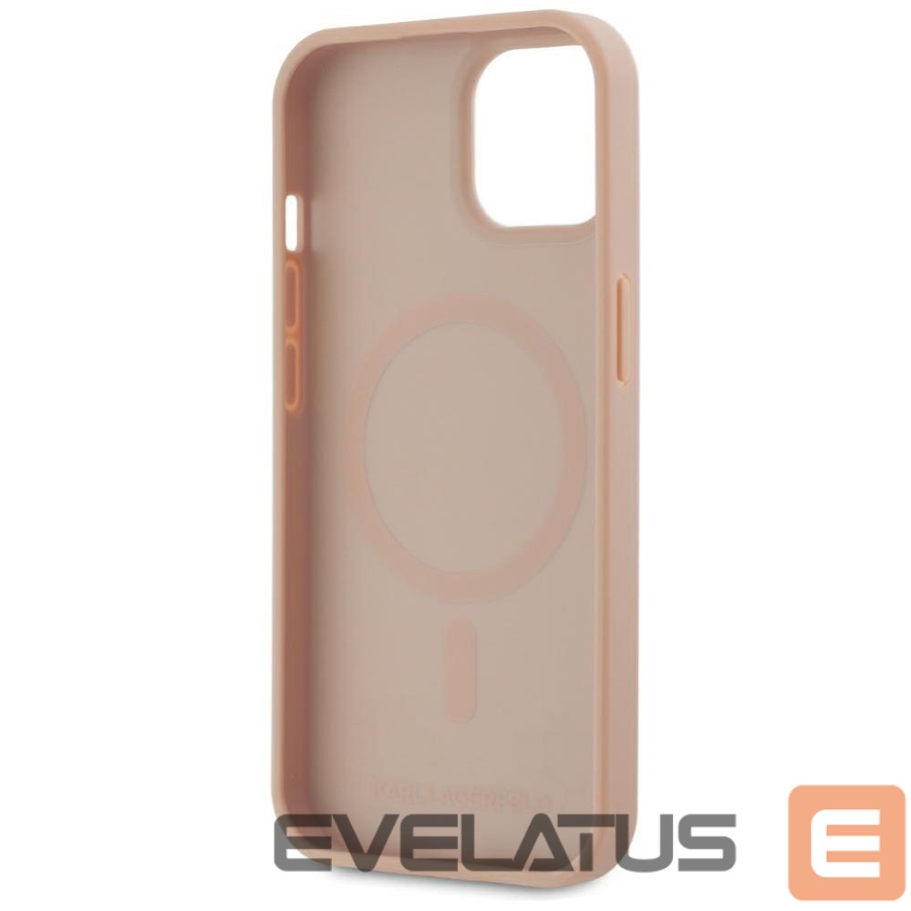 Kitos prekės Karl Lagerfeld Karl Lagerfeld Leather Monogram Metal Logo MagSafe iPhone 15 Case - Pink
