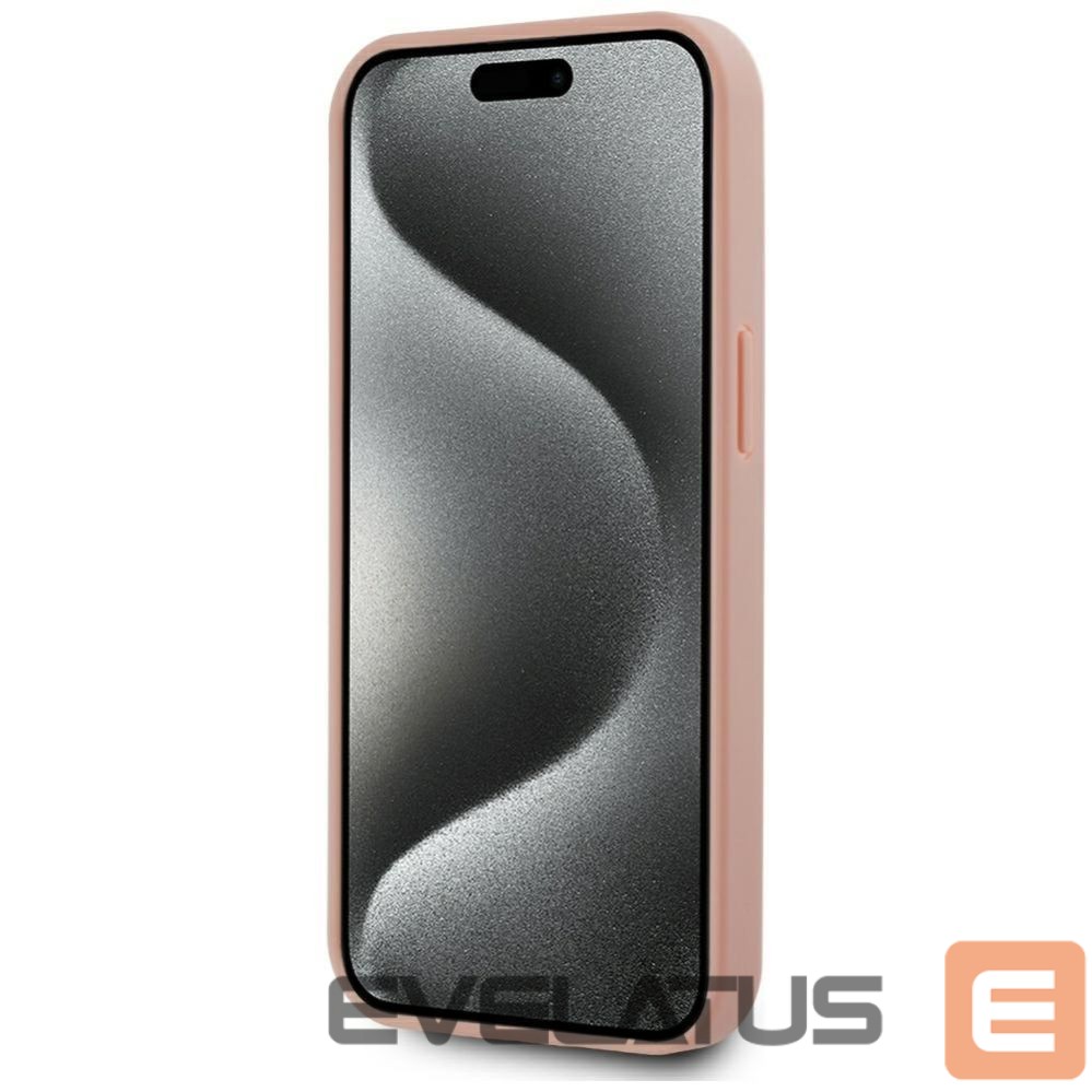 Kitos prekės Karl Lagerfeld Karl Lagerfeld Leather Monogram Metal Logo MagSafe iPhone 15 Case - Pink