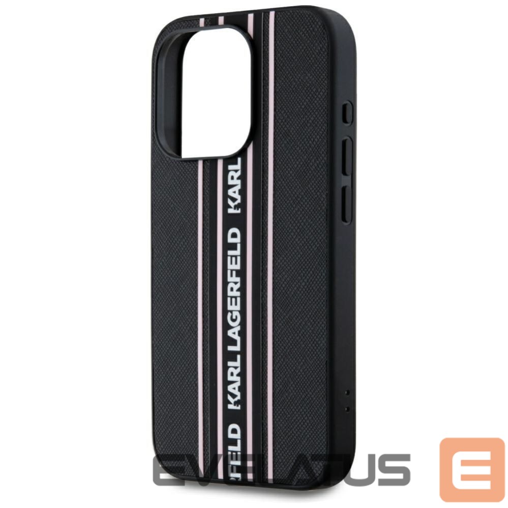 Kitos prekės Karl Lagerfeld Karl Lagerfeld Saffiano Athleisure Stripes Cord iPhone 15 Pro Max Case - Pink