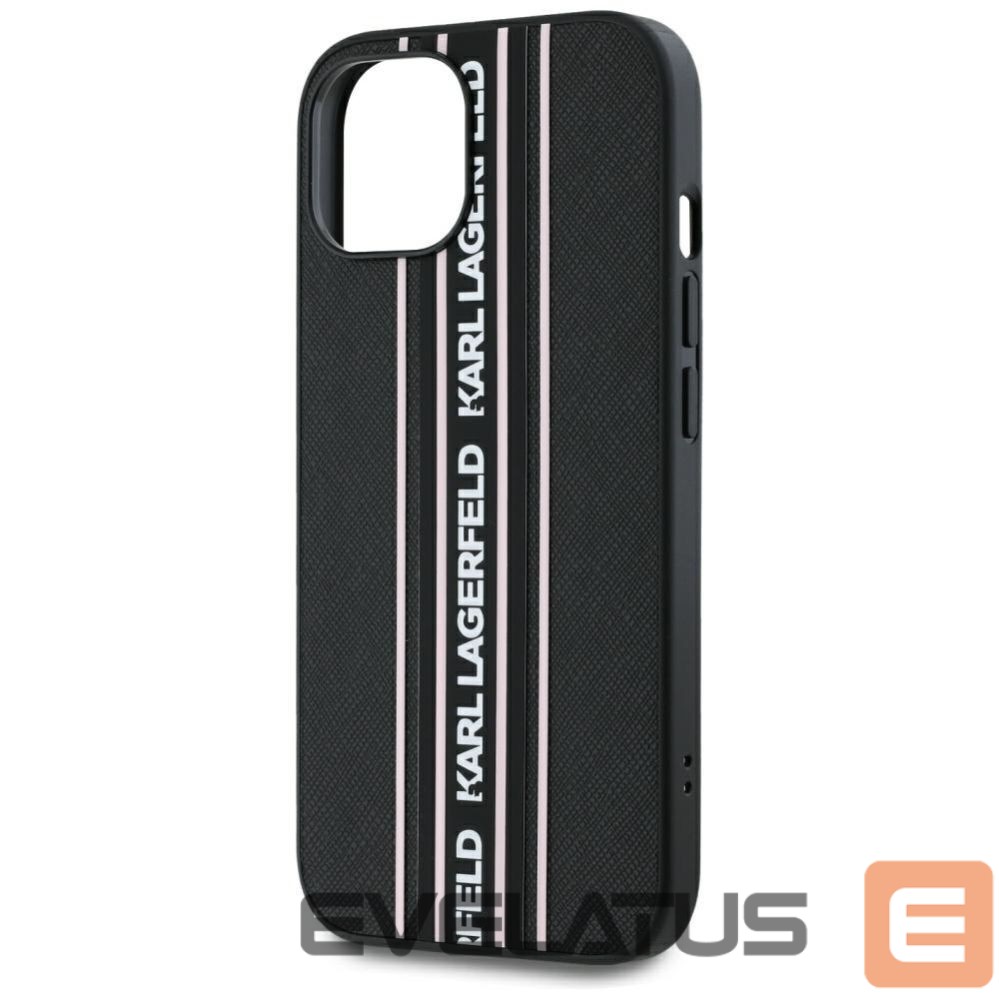 Kitos prekės Karl Lagerfeld Karl Lagerfeld Saffiano Athleisure Stripes Cord iPhone 15 Case - Pink