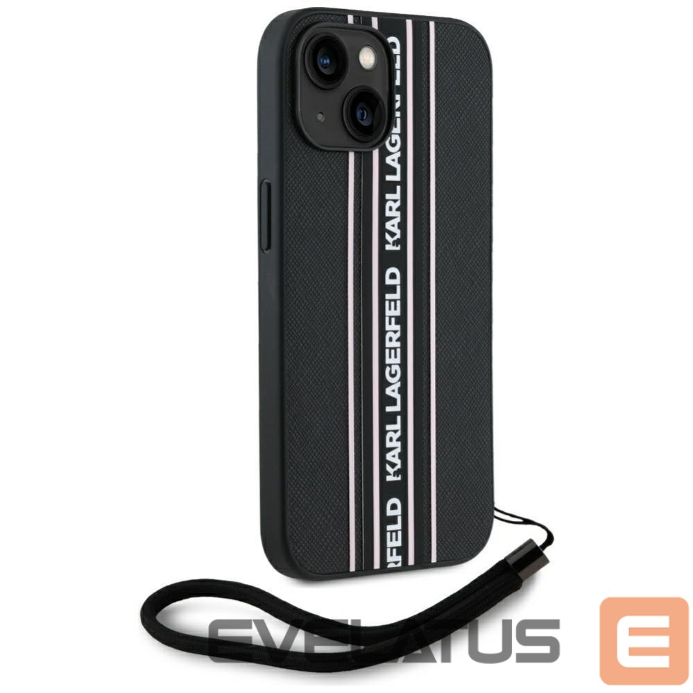 Kitos prekės Karl Lagerfeld Karl Lagerfeld Saffiano Athleisure Stripes Cord iPhone 15 Case - Pink