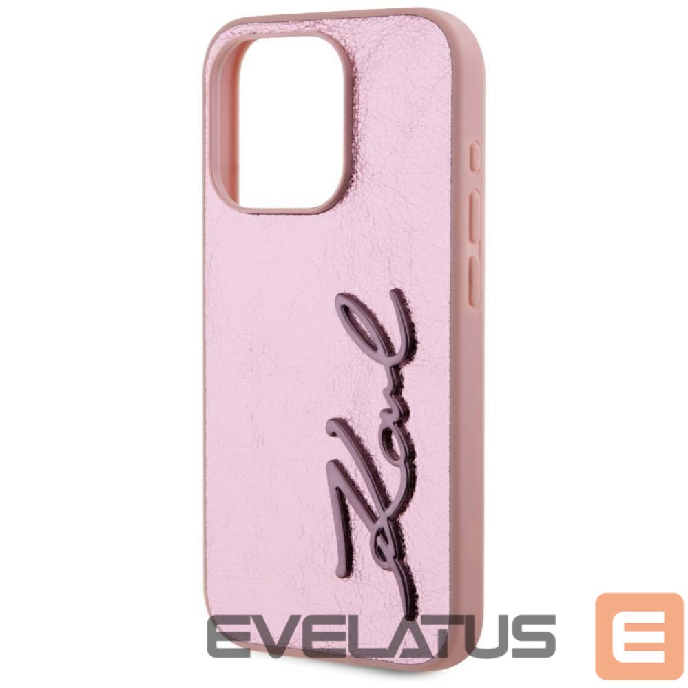 Kitos prekės Karl Lagerfeld Karl Lagerfeld Wrinkled Metal Signature iPhone 15 Pro Case - Pink