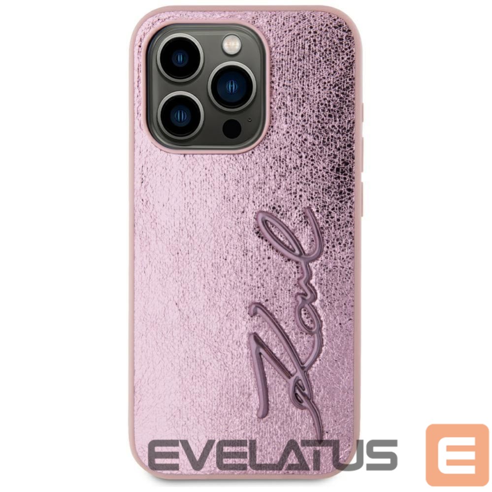 Kitos prekės Karl Lagerfeld Karl Lagerfeld Wrinkled Metal Signature iPhone 15 Pro Case - Pink