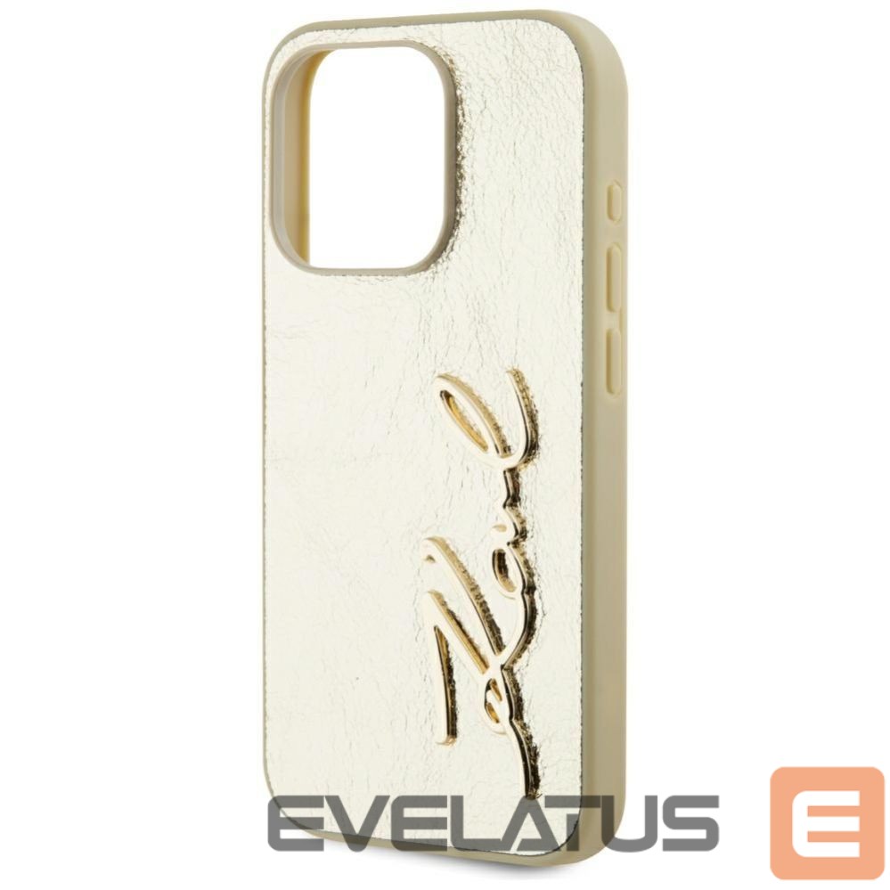 Kitos prekės Karl Lagerfeld Karl Lagerfeld Wrinkled Metal Signature iPhone 15 Pro Case - Gold