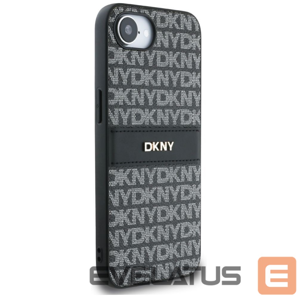 Kitos prekės DKNY DKNY Repeat Texture Pattern with Tonal Stripe case for iPhone 16e - black