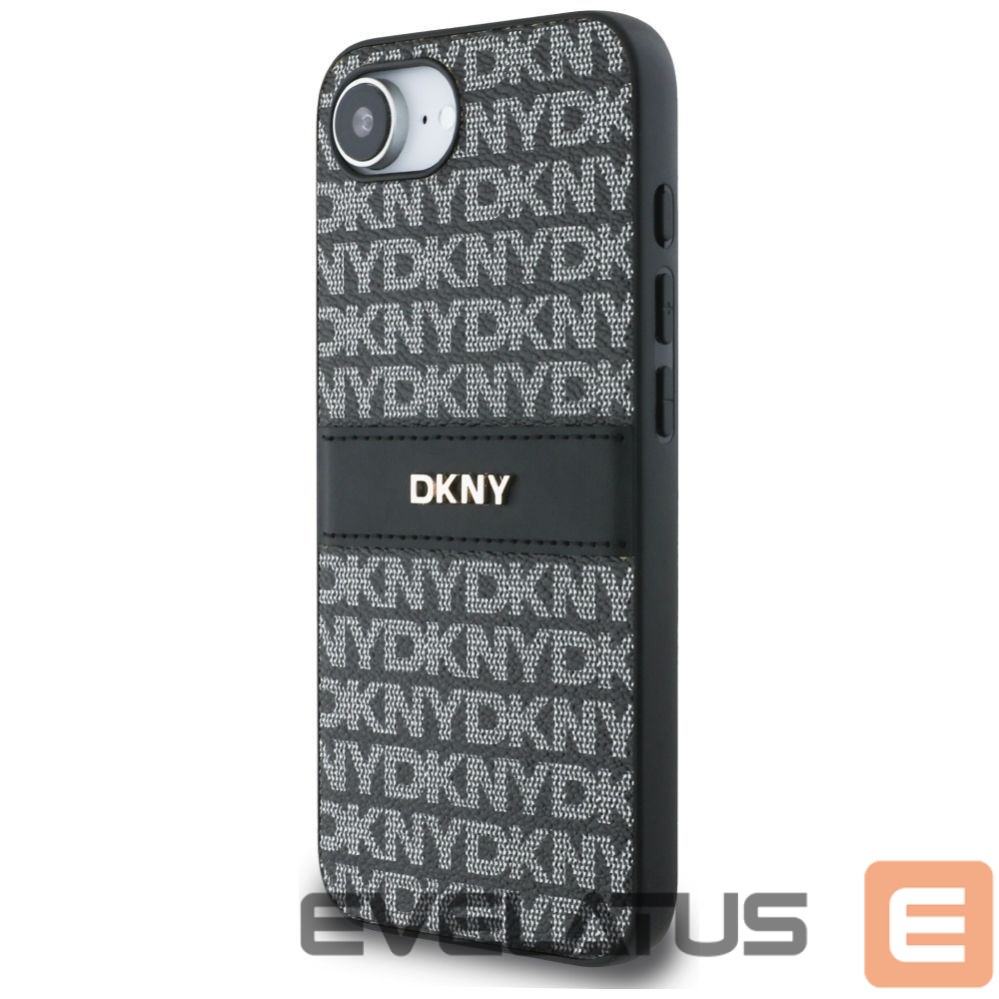 Kitos prekės DKNY DKNY Repeat Texture Pattern with Tonal Stripe case for iPhone 16e - black
