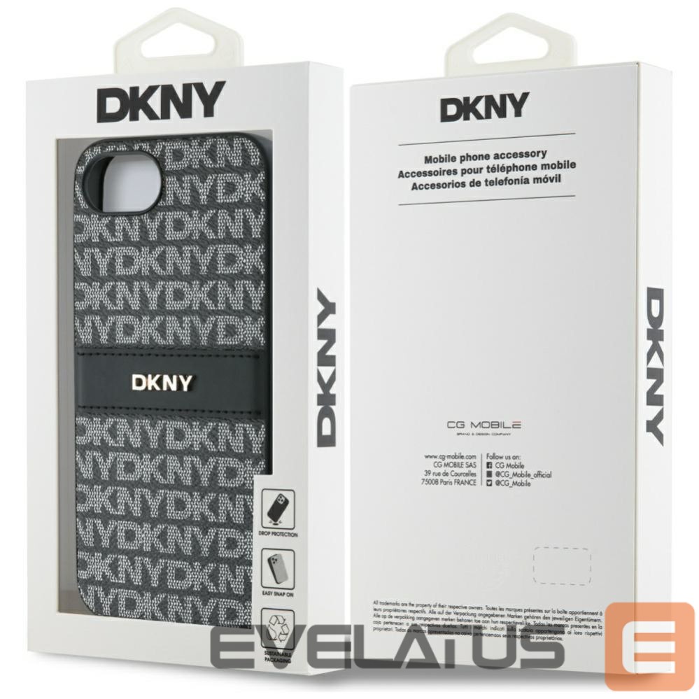 Kitos prekės DKNY DKNY Repeat Texture Pattern with Tonal Stripe case for iPhone 16e - black